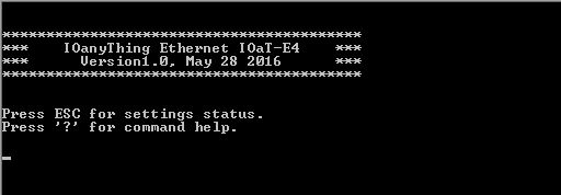 Welcome screen from IOaT-E4 Ethernet I/O Controller